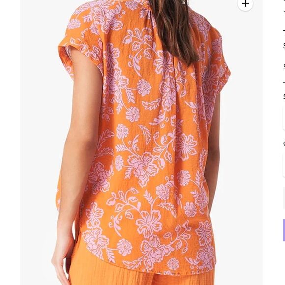 Xirena 100% Cotton Tropicana Button Down Short Sleeve Sun Bright Floral Sam Top - Picture 2 of 9